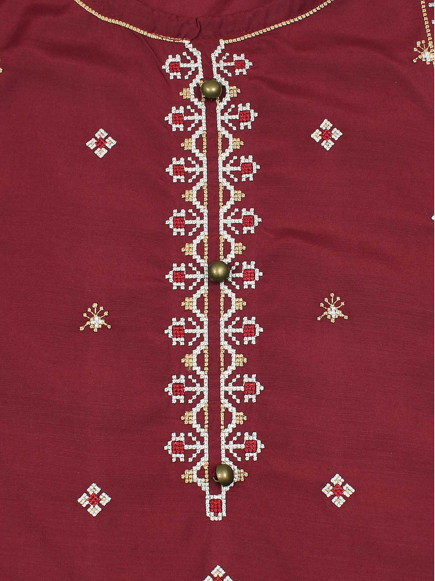 Velvour Girls Viscose Embroidered Stitched 2-Piece Suit-VG87-C