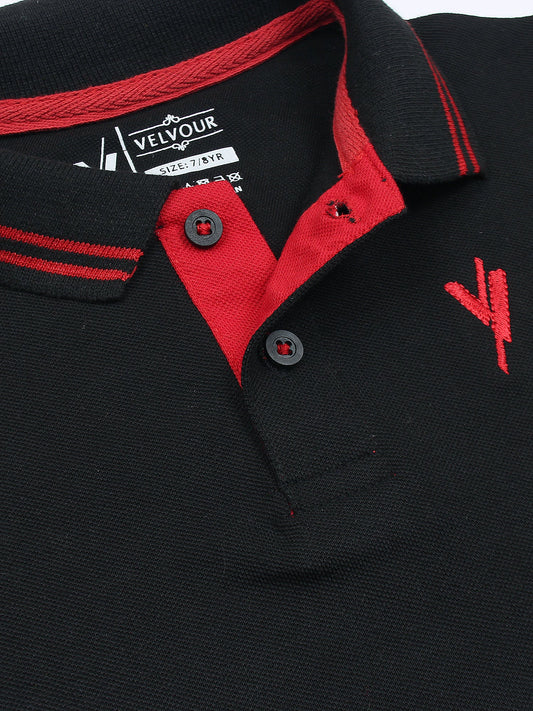 Velvour Boys Pique Tipping Collar Polo Shirt-VP11-A