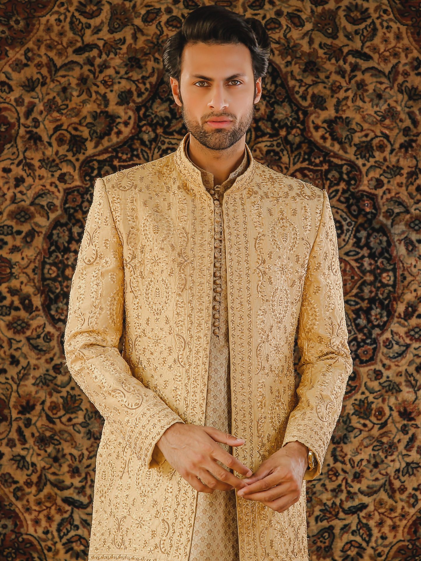 Gem Garments The Sartorial Edit Raw Silk Embellished Prince Coat-Kaveh