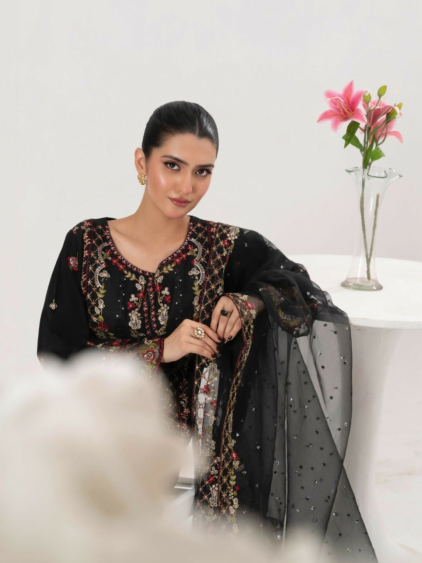 Stylish Collection Saya Pret Cotton Embroidered 3-Piece Suit-Aroosh