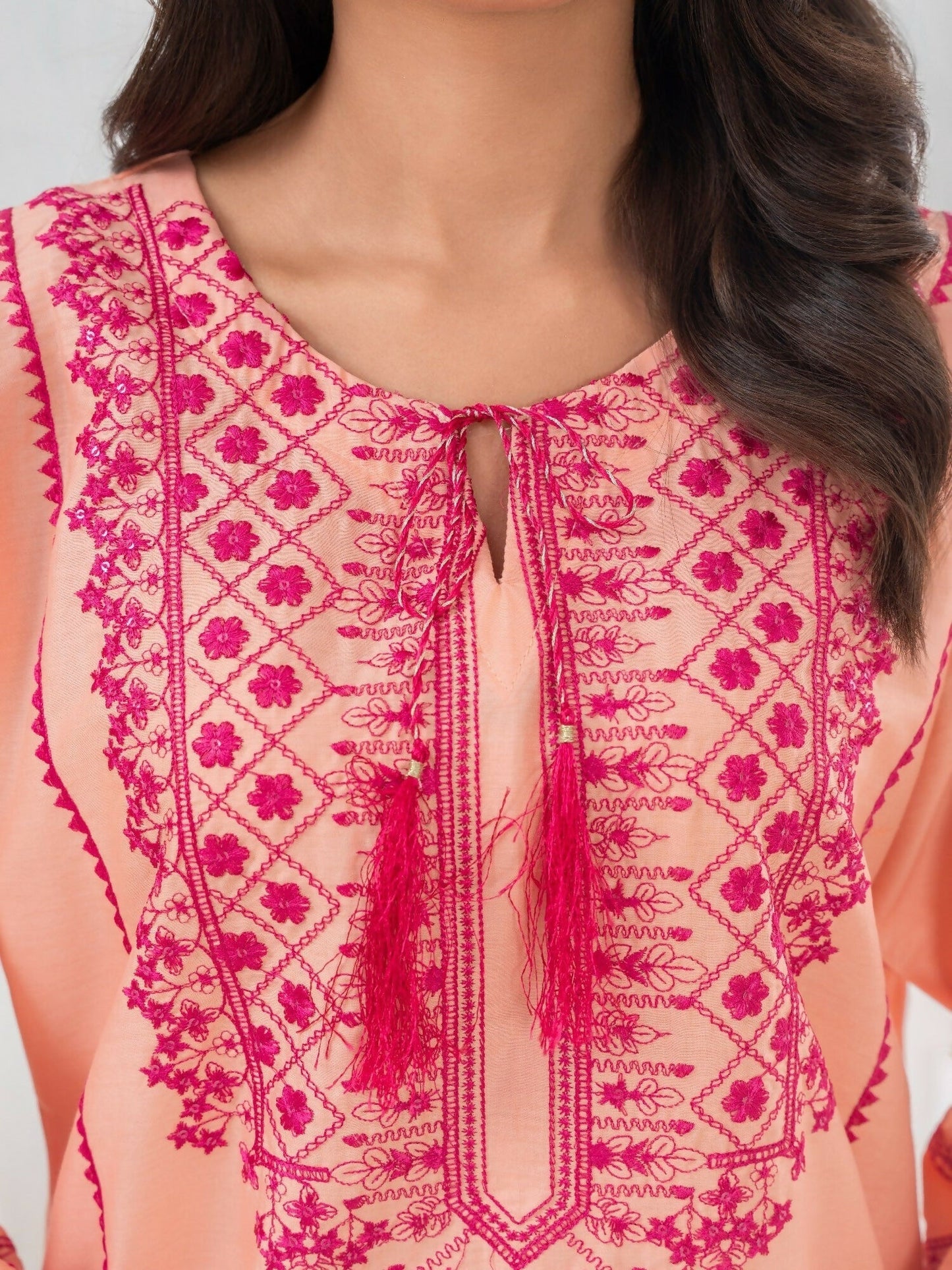 Stylish Collection Allure Cotton Embroidered Stitched 2-Piece Suit-Jugnu Peach