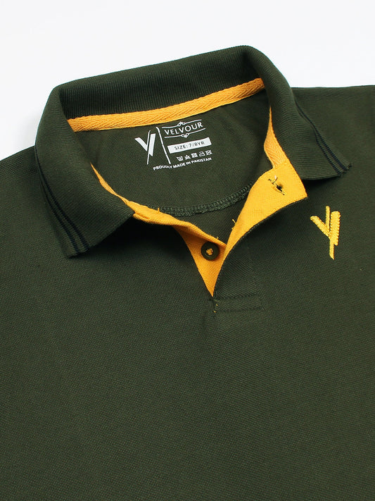 Velvour Boys Pique Tipping Collar Polo Shirt-VP11-D