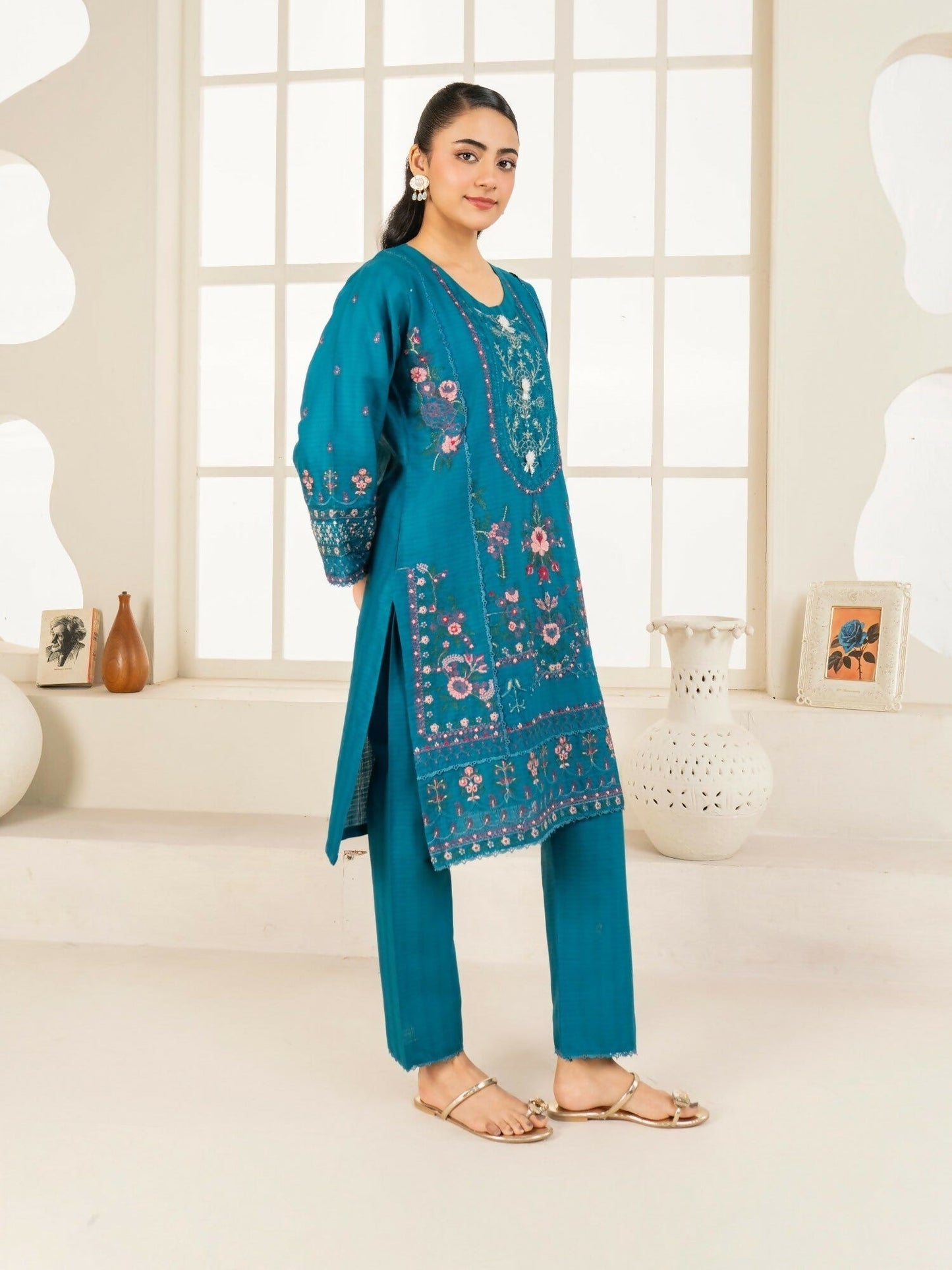 Stylish Collection Aaraish Cotton Embroidered Stitched 2-Piece Suit-Neelum Zinc