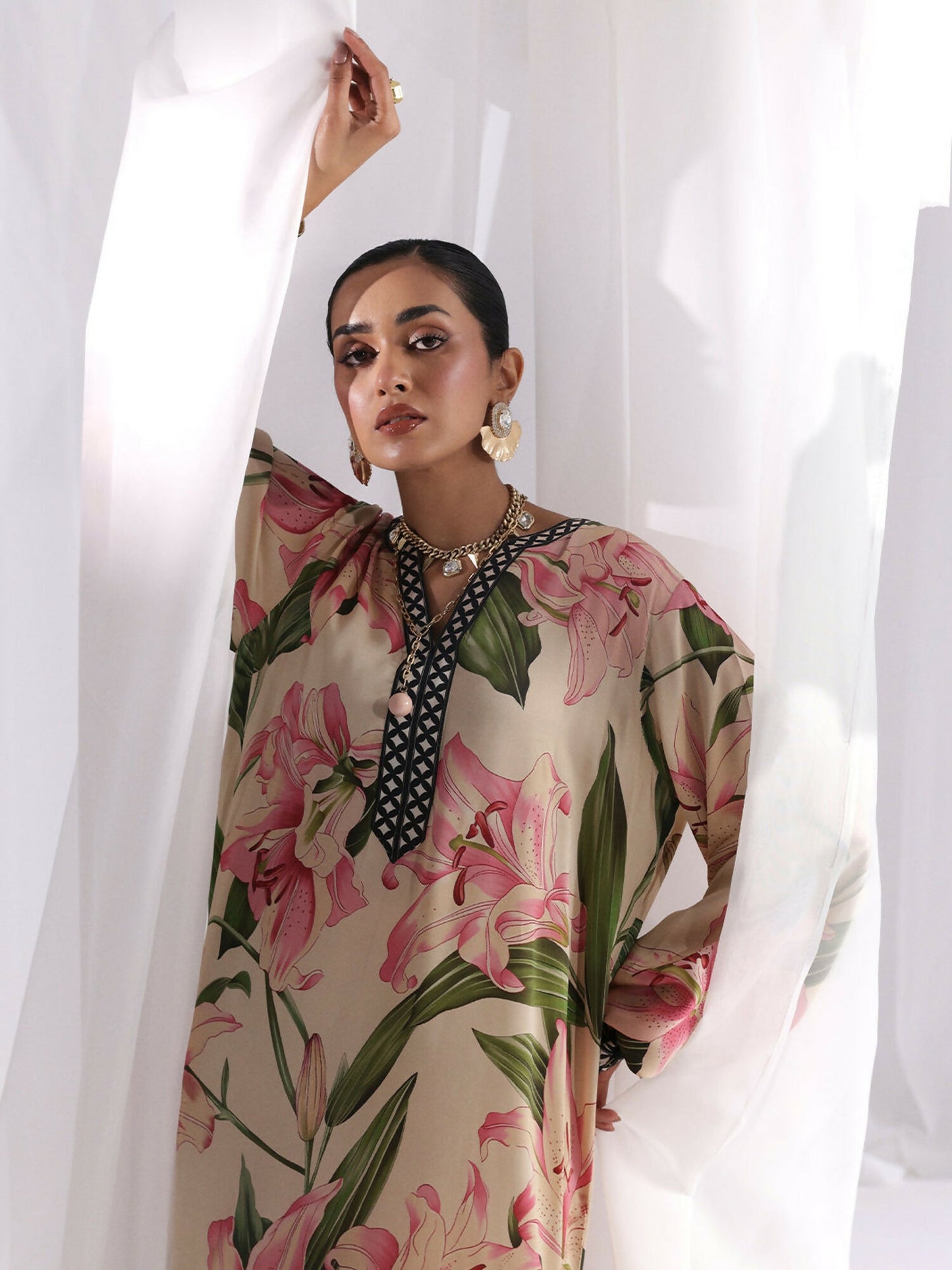 Binilyas Silk Digital Printed Co-Ord Set-30092