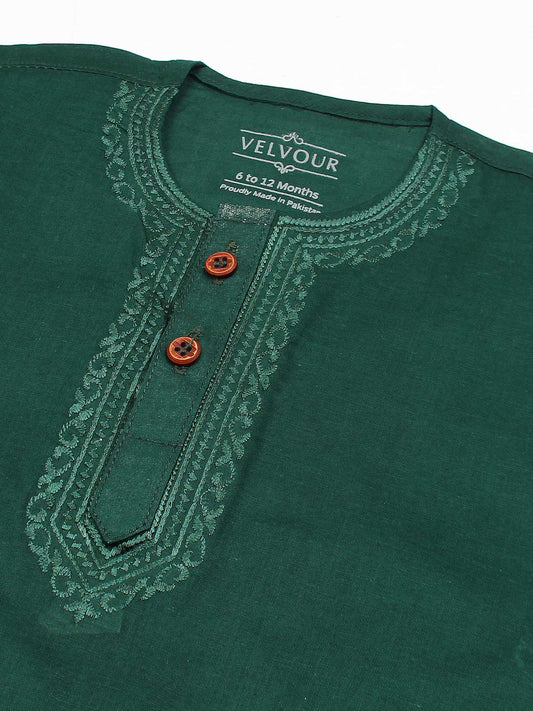 Velvour Boys Cotton Embroidered Stitched Kurta Pajama-VK05