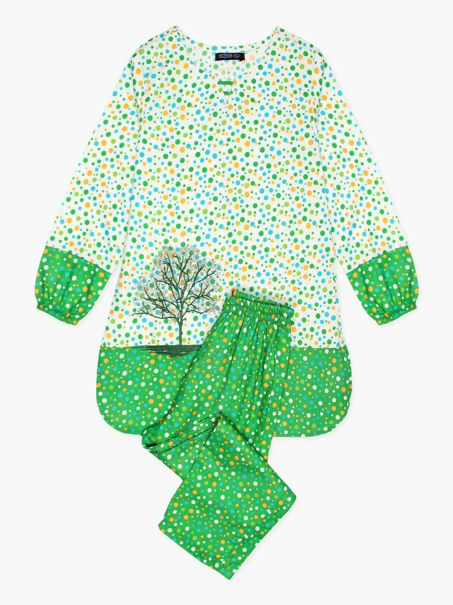 Velvour Girls Viscose Embroidered Stitched 2-Piece Suit-VG115