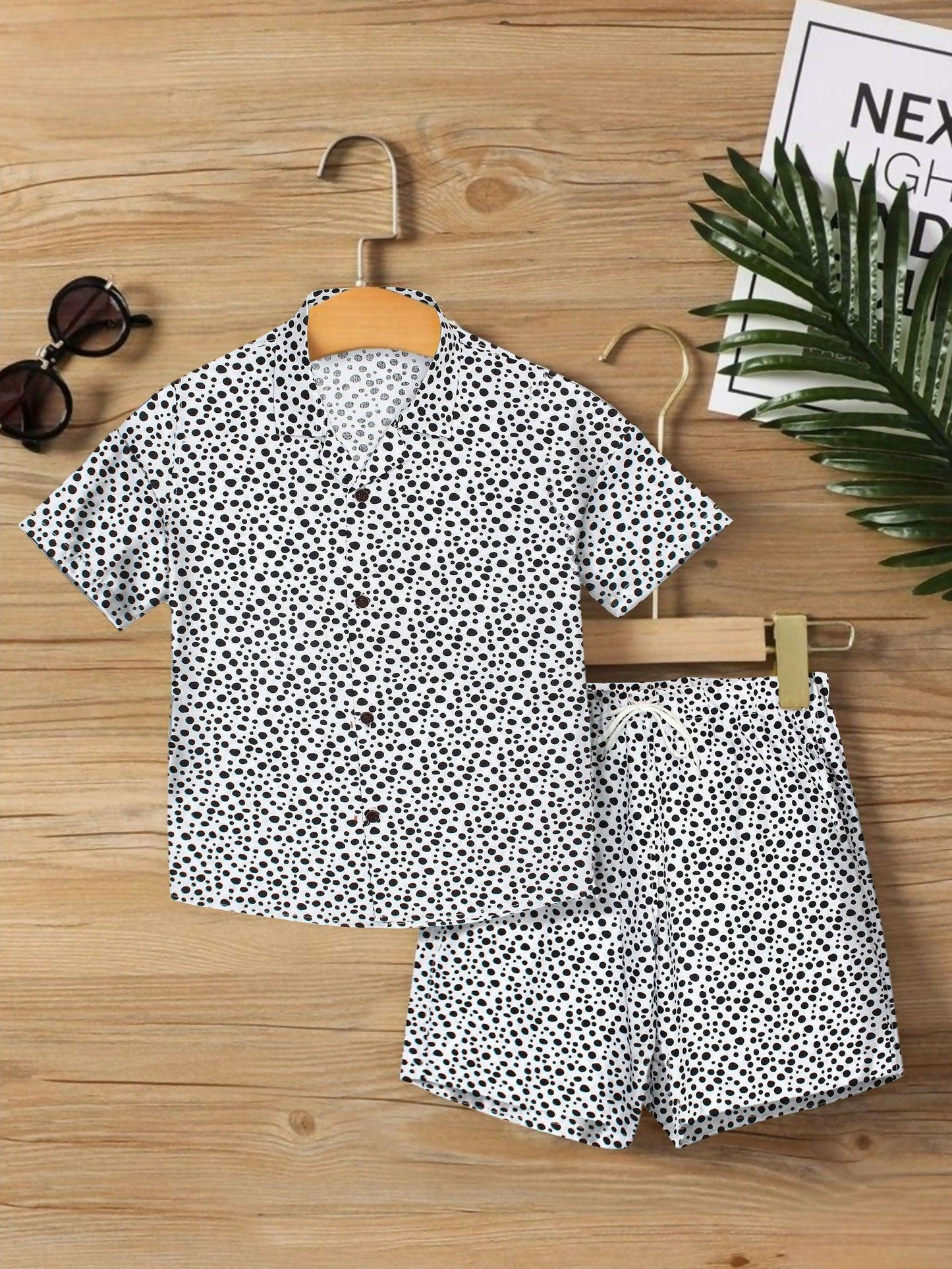 Black and White Velvour Boys & Girls Printed Co-ord Set-VC13