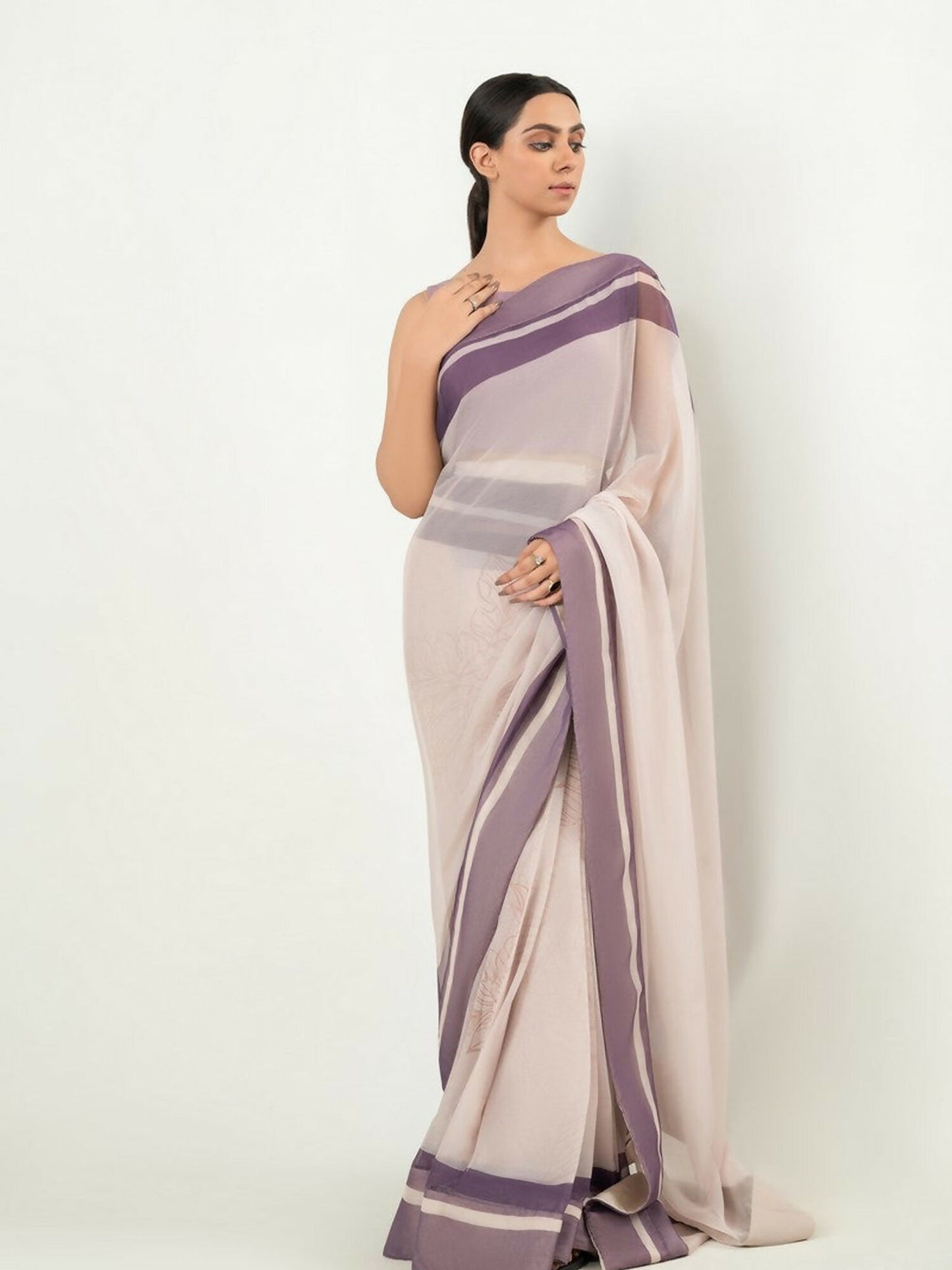 Imran Aftab Chiffon Printed Unstitched Saree-IASC-19