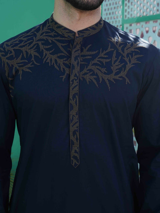 Fabrich Men Embroidered Cotton Unstitched Shalwar Kameez-GTS-B-032