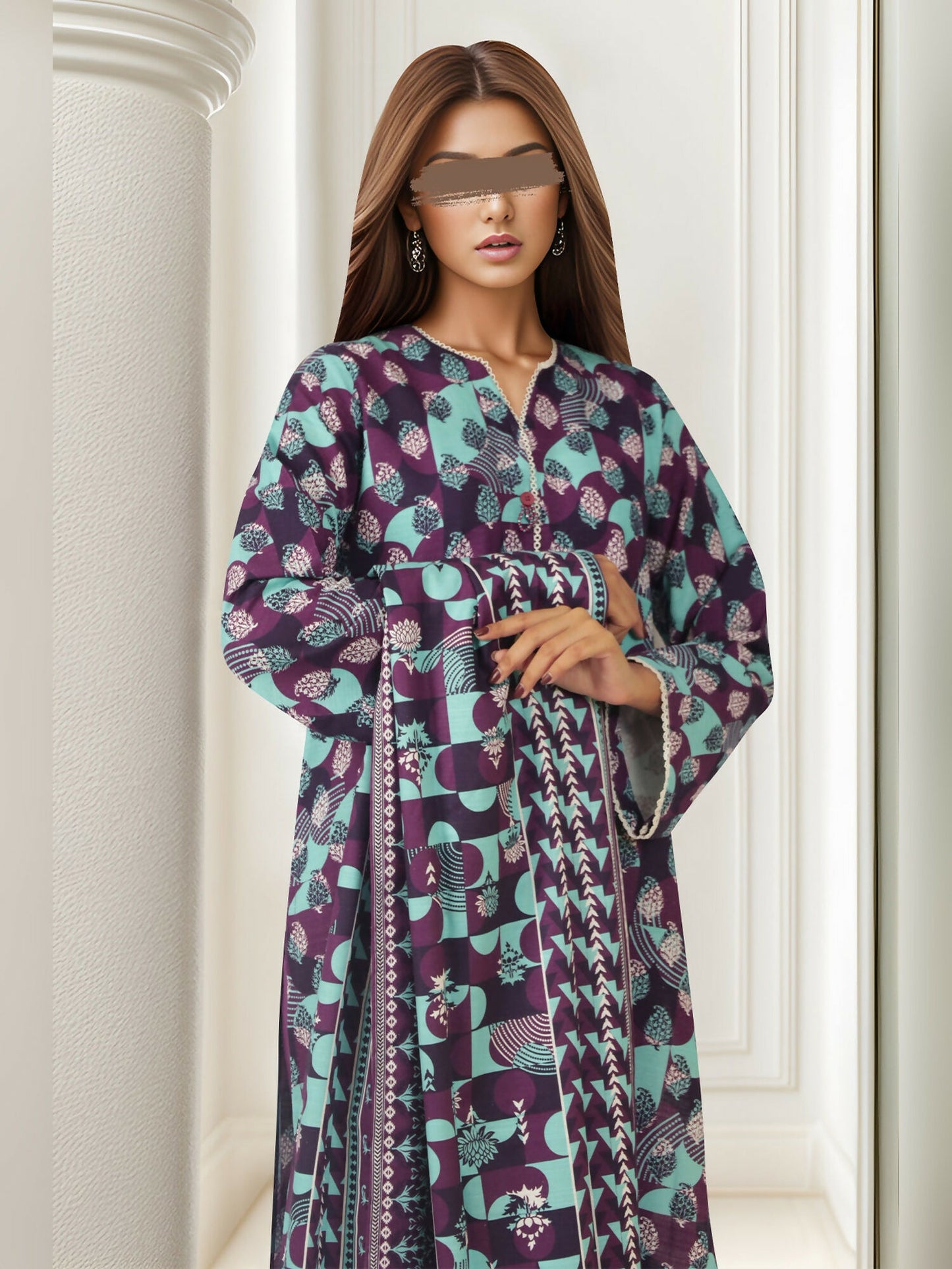 Saya Cotton Khaddar Printed Unstitched 3-Piece Suit-U04-24350-03C