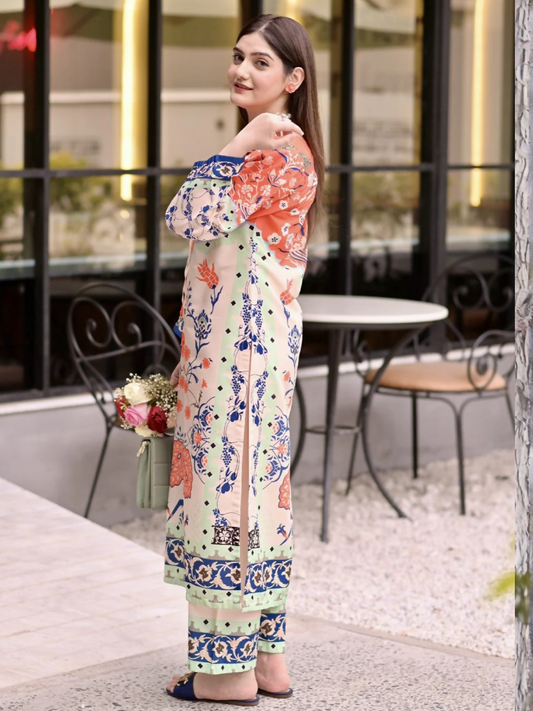 MH Cloth House Poly Lawn Printed Stitched 2-Piece Suit-Rukhsar