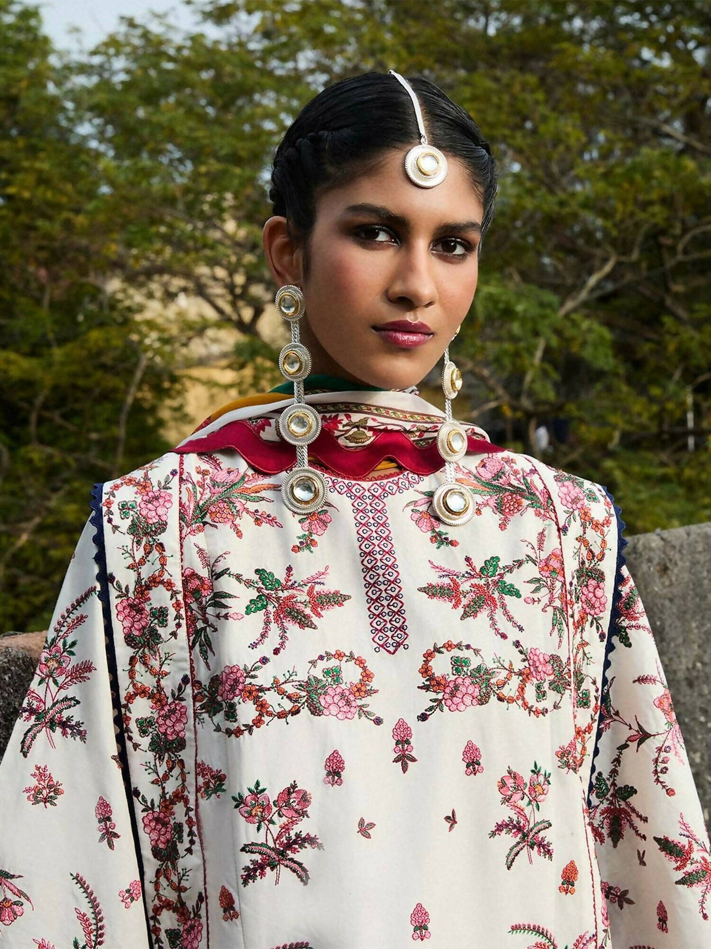 Jugnu by Hussain Rehar SS'25 Cotton Embroidered Unstitched 3-Piece Suit-Tibet