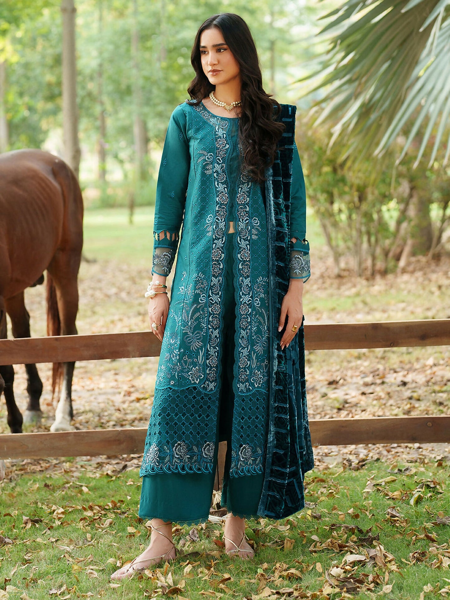 Parishay Panache Winter Corduroy Embroidered Stitched 3-Piece Suit-PNE-03