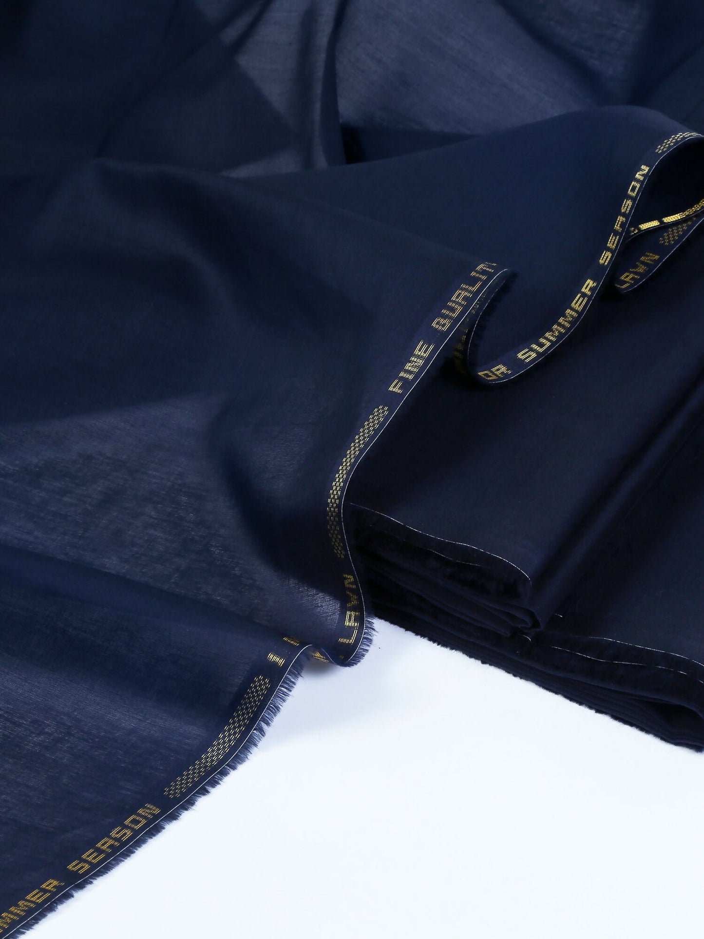 Navy unstitched men’s kameez shalwar by Fabrich, featuring 100% lawn for the kameez and soft Pima cotton for the shalwar, designed for breathable summer comfort.