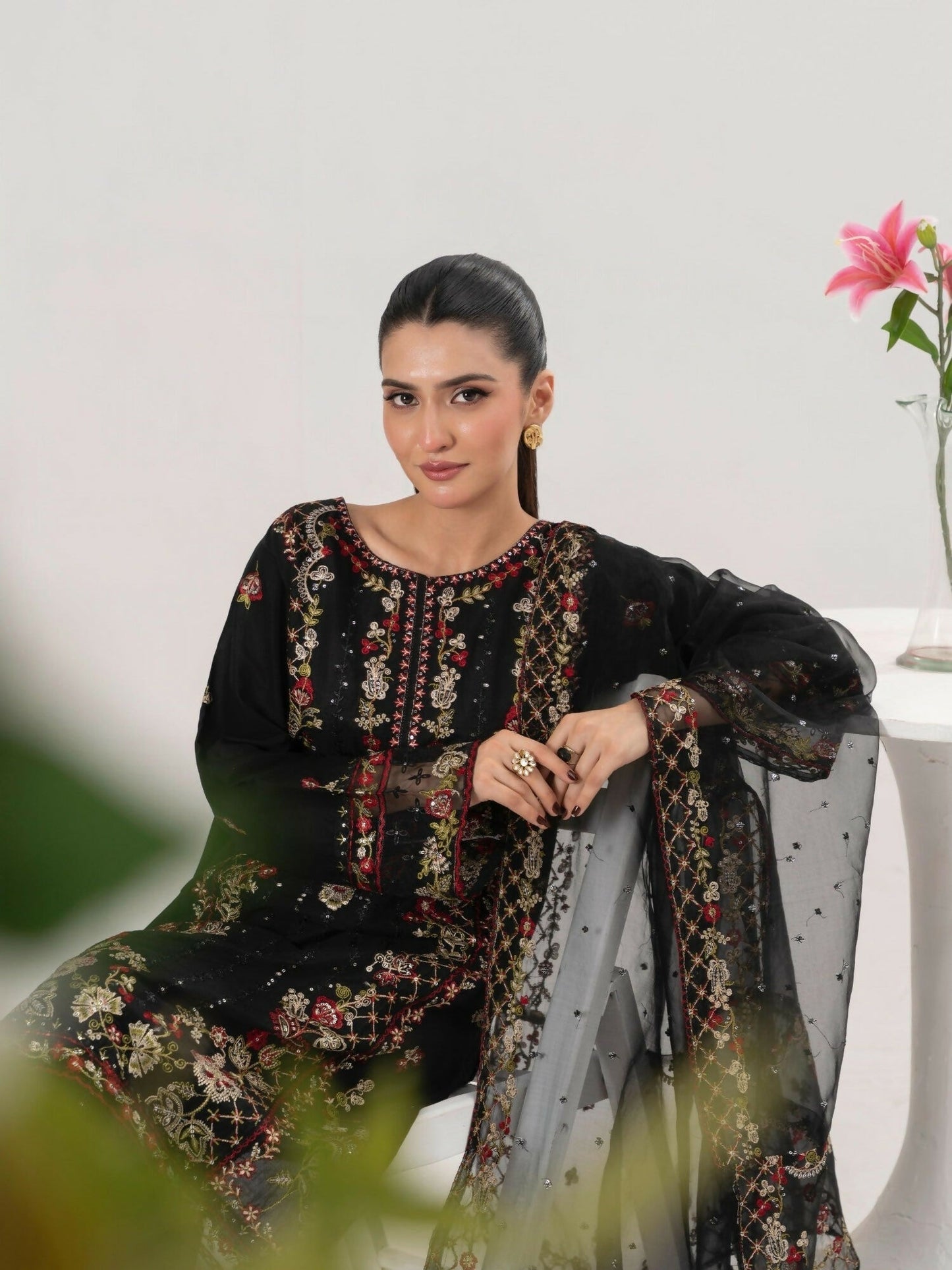 Stylish Collection Saya Pret Cotton Embroidered 3-Piece Suit-Aroosh