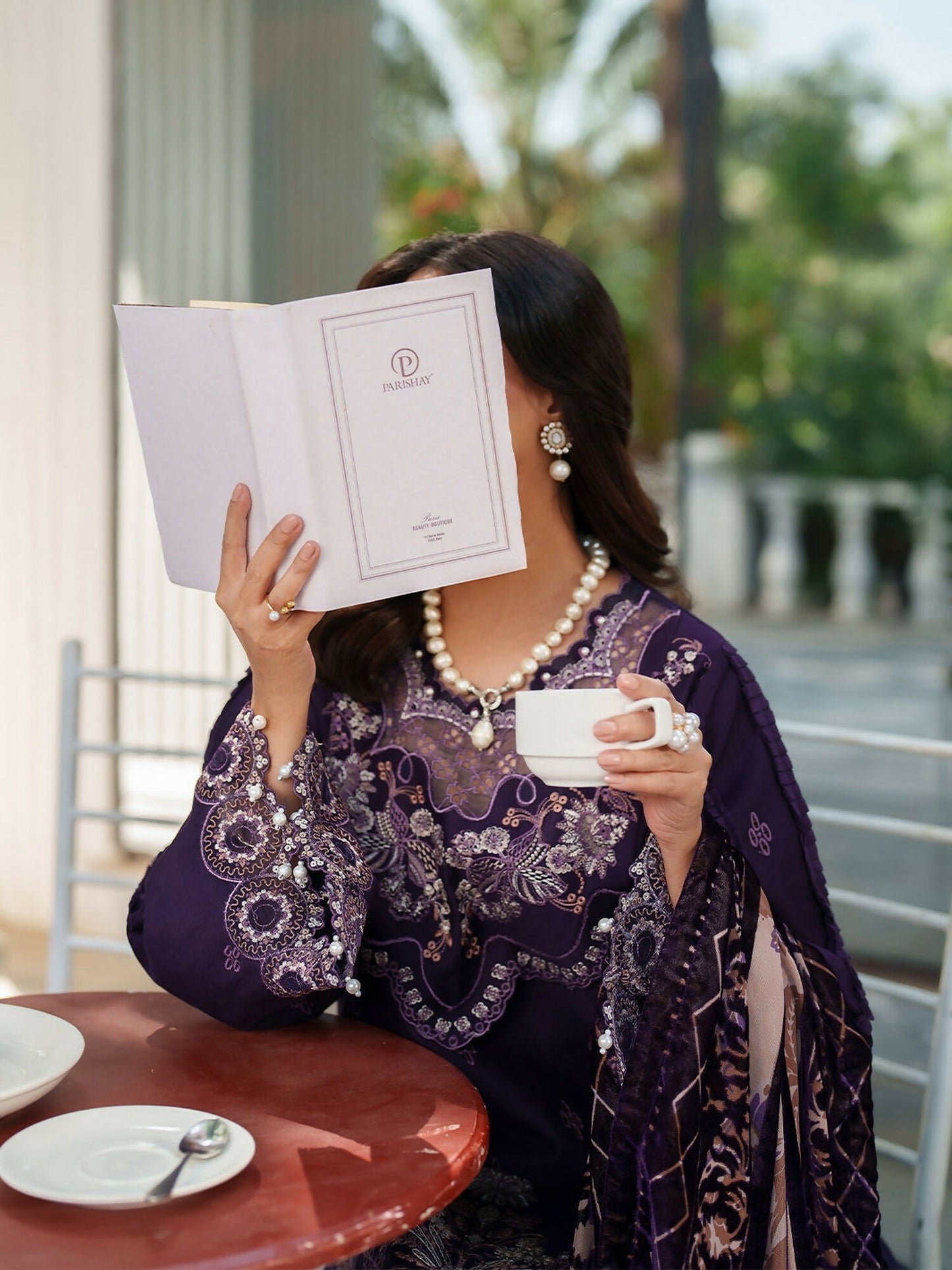 Parishay Panache Winter Corduroy Embroidered Stitched 3-Piece Suit-PNE-06