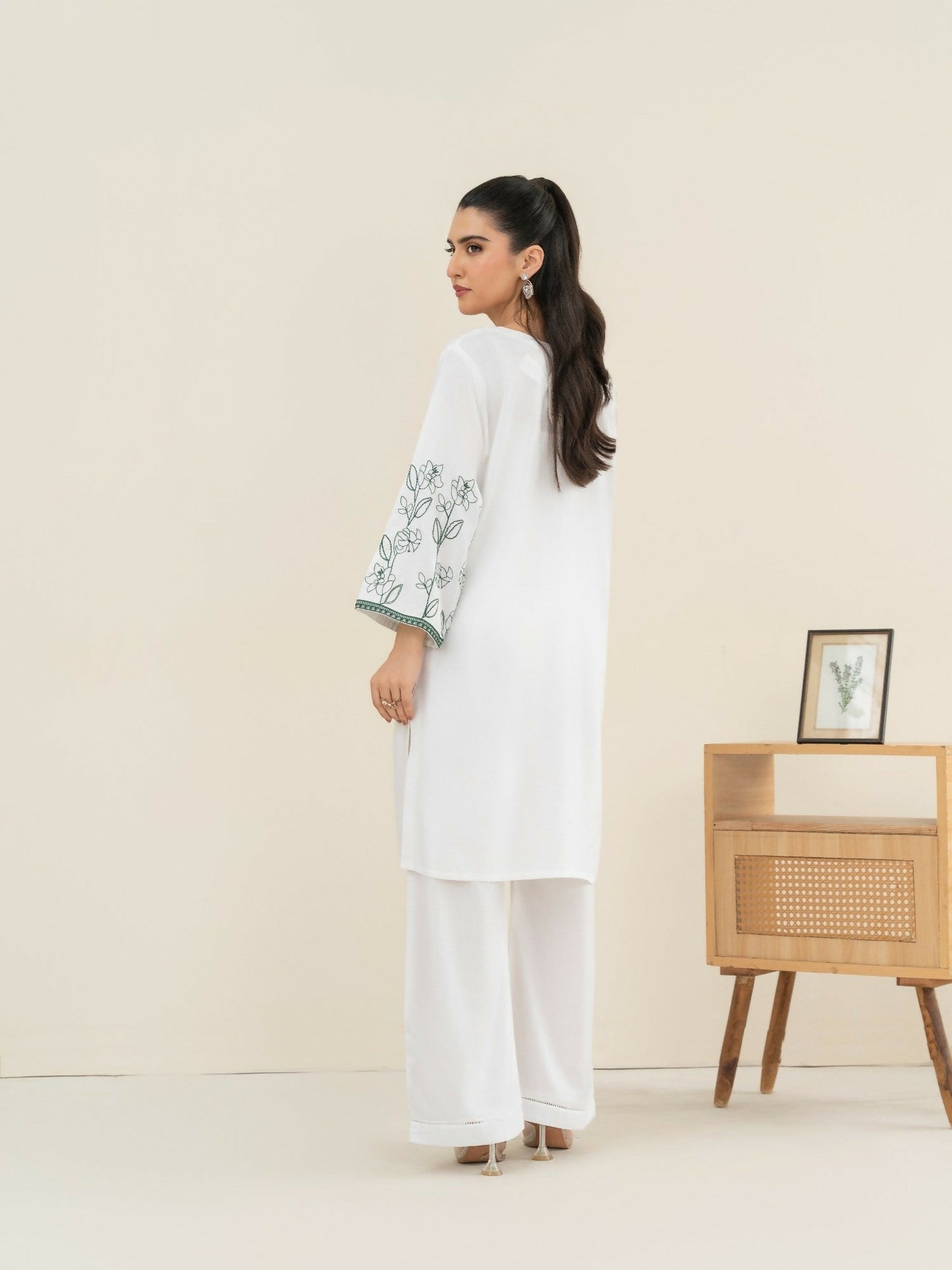 Stylish Collection Saya Pret Linen Embroidered 2-Piece Suit-Embellish White