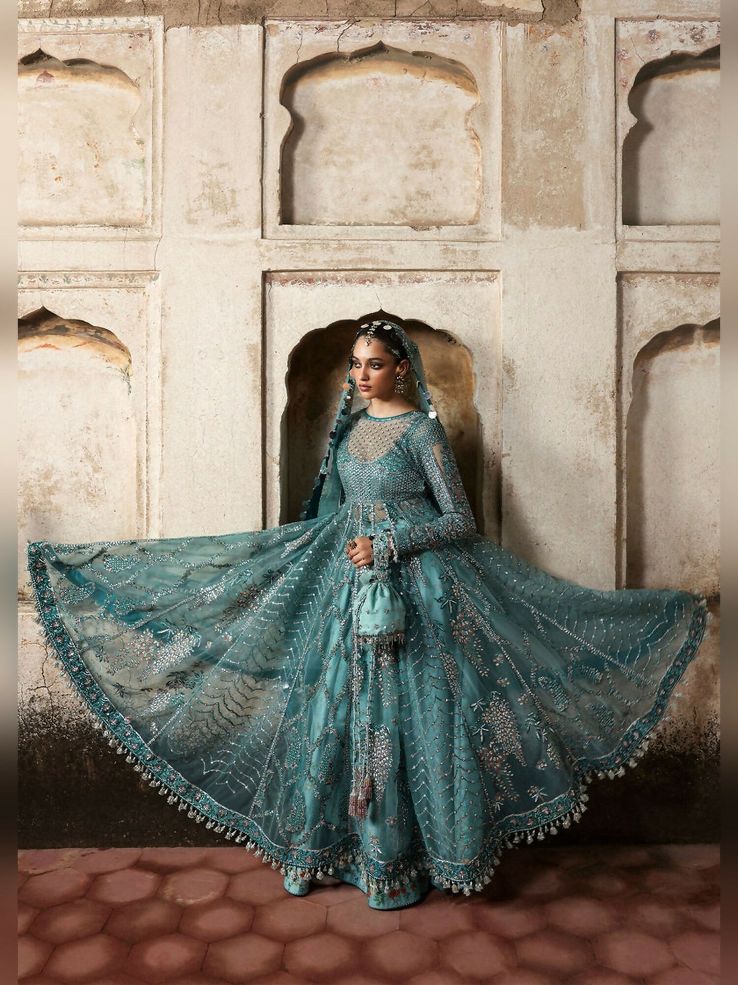 Hussain Rehar Massarat Festive Unstitched'25 Net 3-Piece Suit-Nagma
