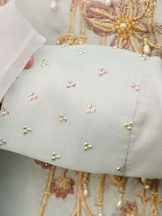 Shiza Hassan Nadia Luxury Pret Korean Raw Silk Embellished Stitched 2-Piece Suit-Allure