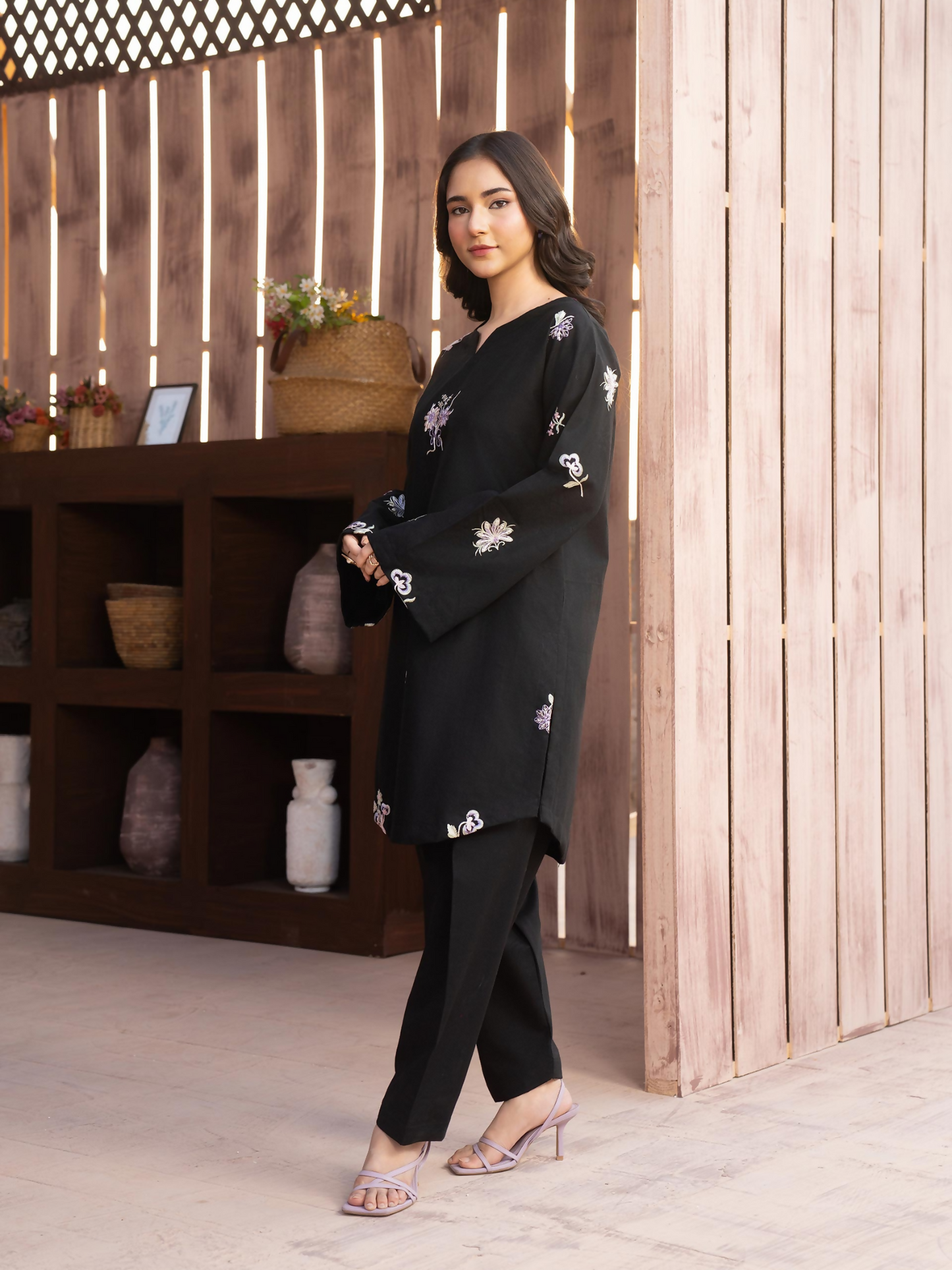 Panache Apparel Winter Core Linen Embroidered Stitched Suit-Floe