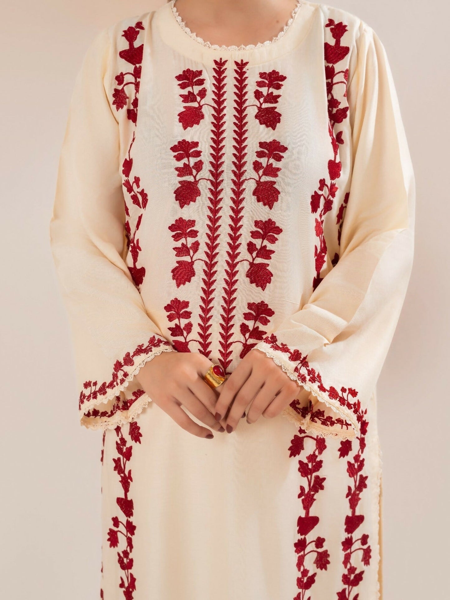 Stylish Collection Luxe Edit Linen Embroidered Stitched 3-Piece Suit-Aizal
