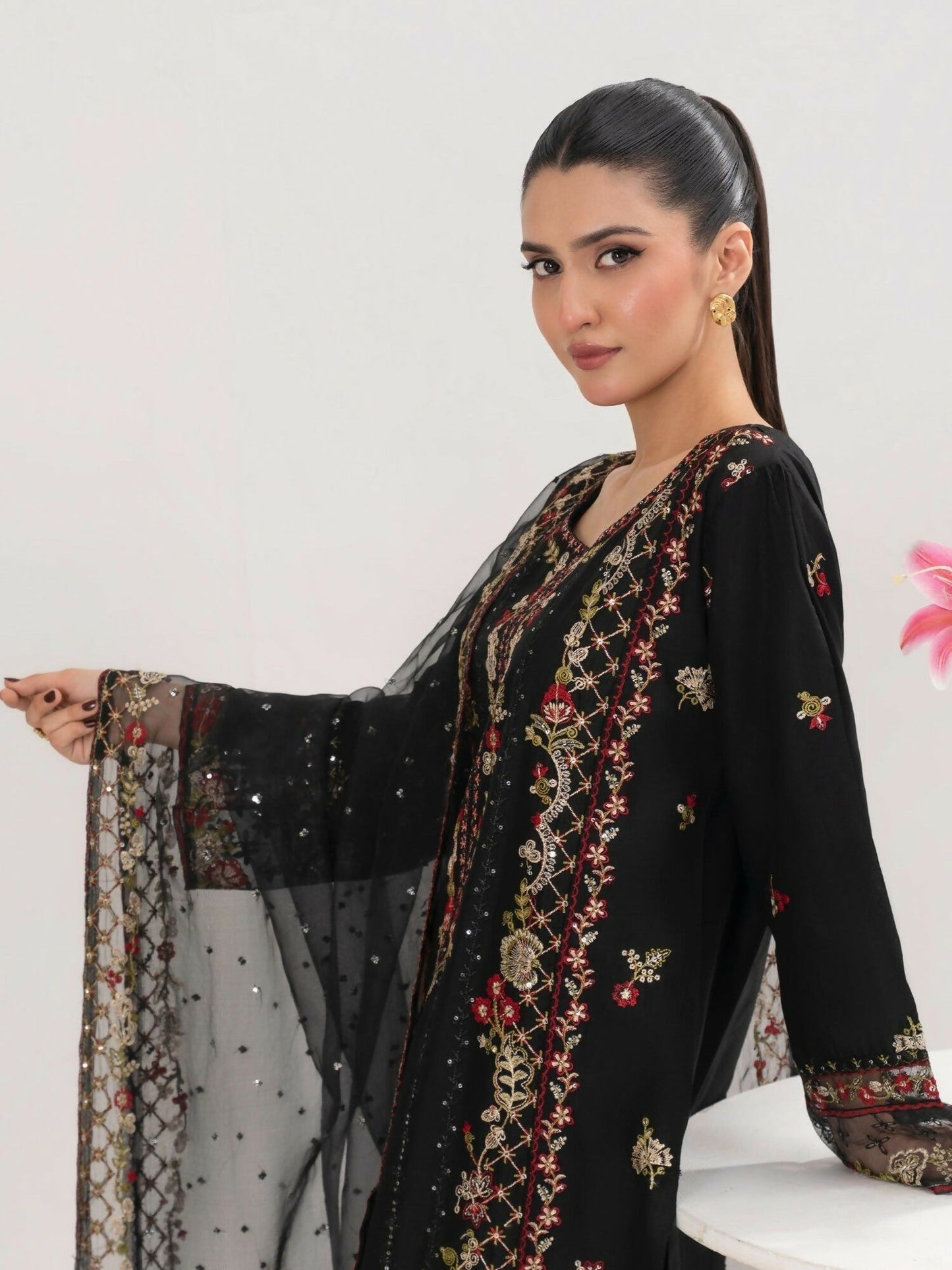 Stylish Collection Saya Pret Cotton Embroidered 3-Piece Suit-Aroosh