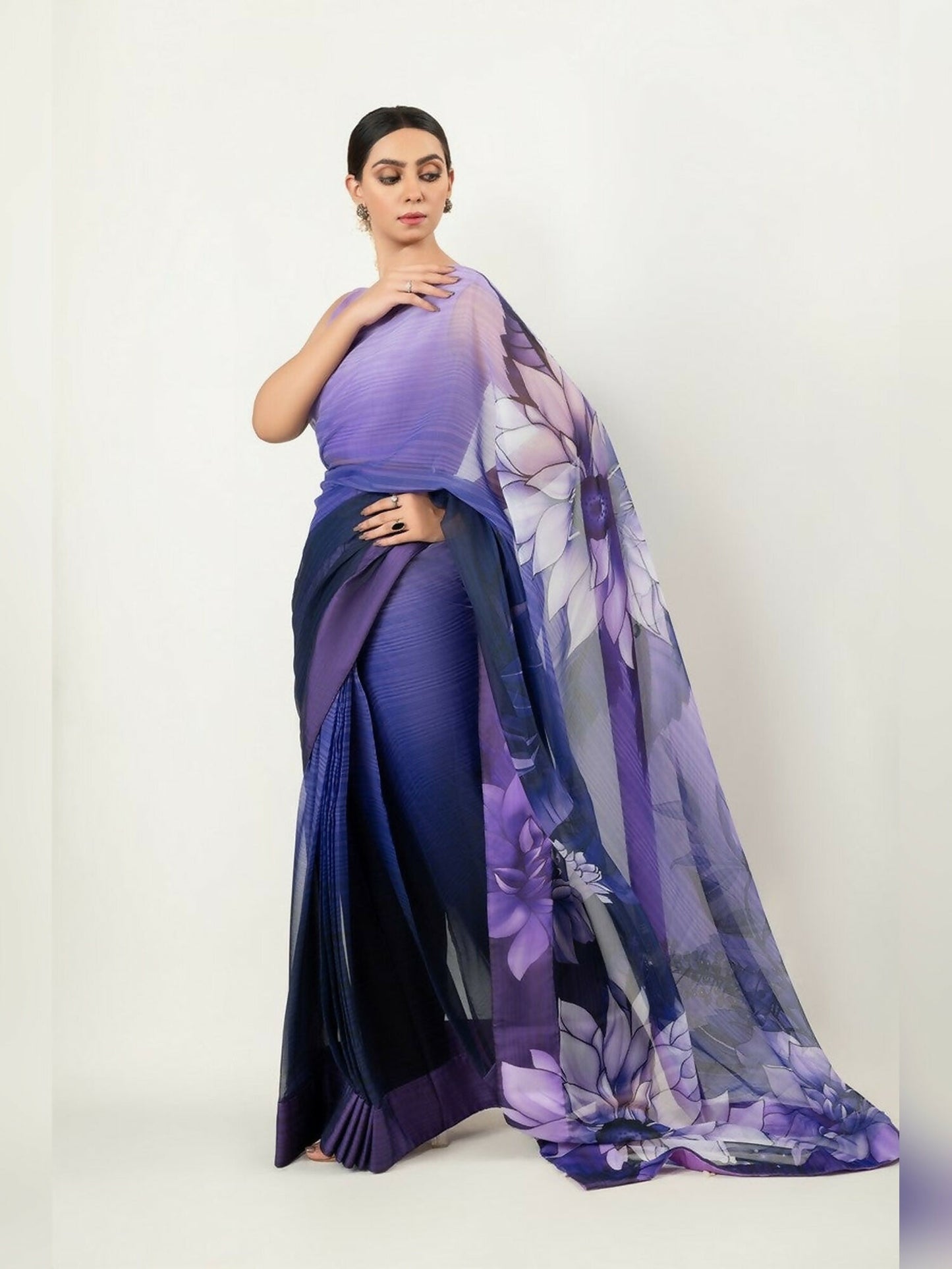 Imran Aftab Chiffon Printed Unstitched Saree-IASC-17