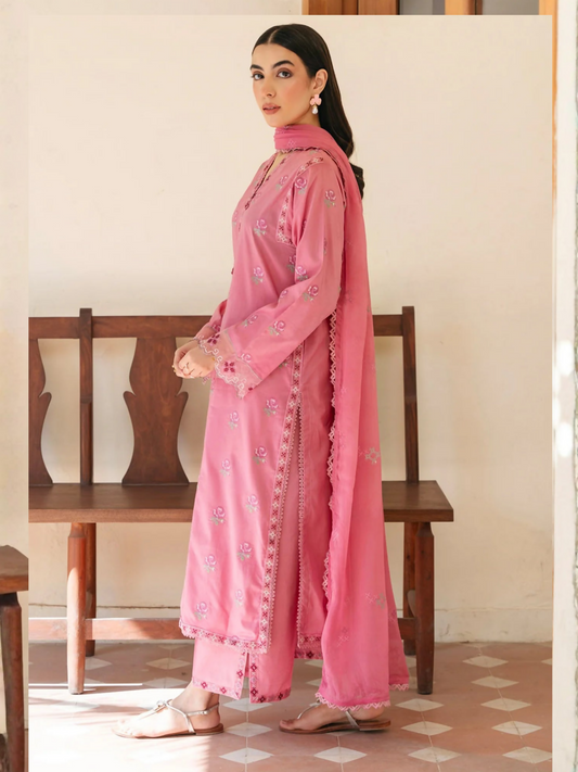 Mannat Clothing Spring-Edit'25 Lawn Embroidered Stitched Suit-Dune