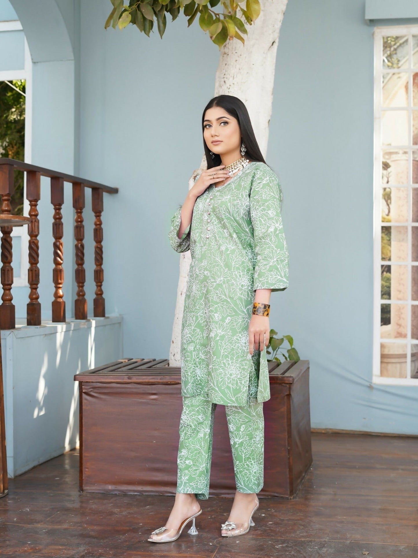 Stylish Collection Aarish Linen Printed Co-Ord Set-Bismal