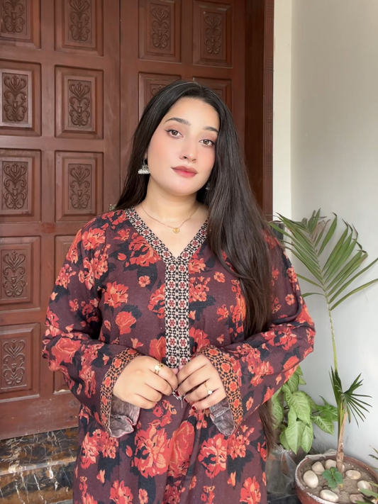 Bin Shaukat Khaddar Karandi Printed Stitched 2-Piece Suit