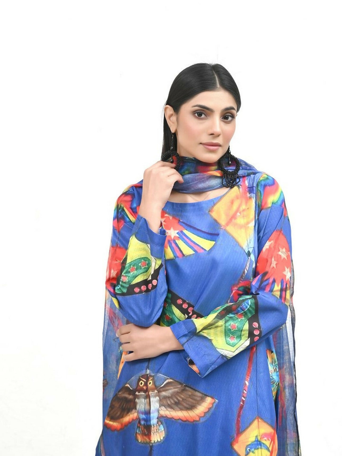 Imran Aftab Basant Mela Raw Silk Printed Stitched 3-Piece Suit-IARP 03