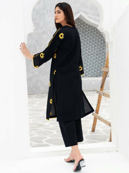 Stylish Collection Aaraish Cotton Embroidered Stitched 2-Piece Suit–Black Sunflower