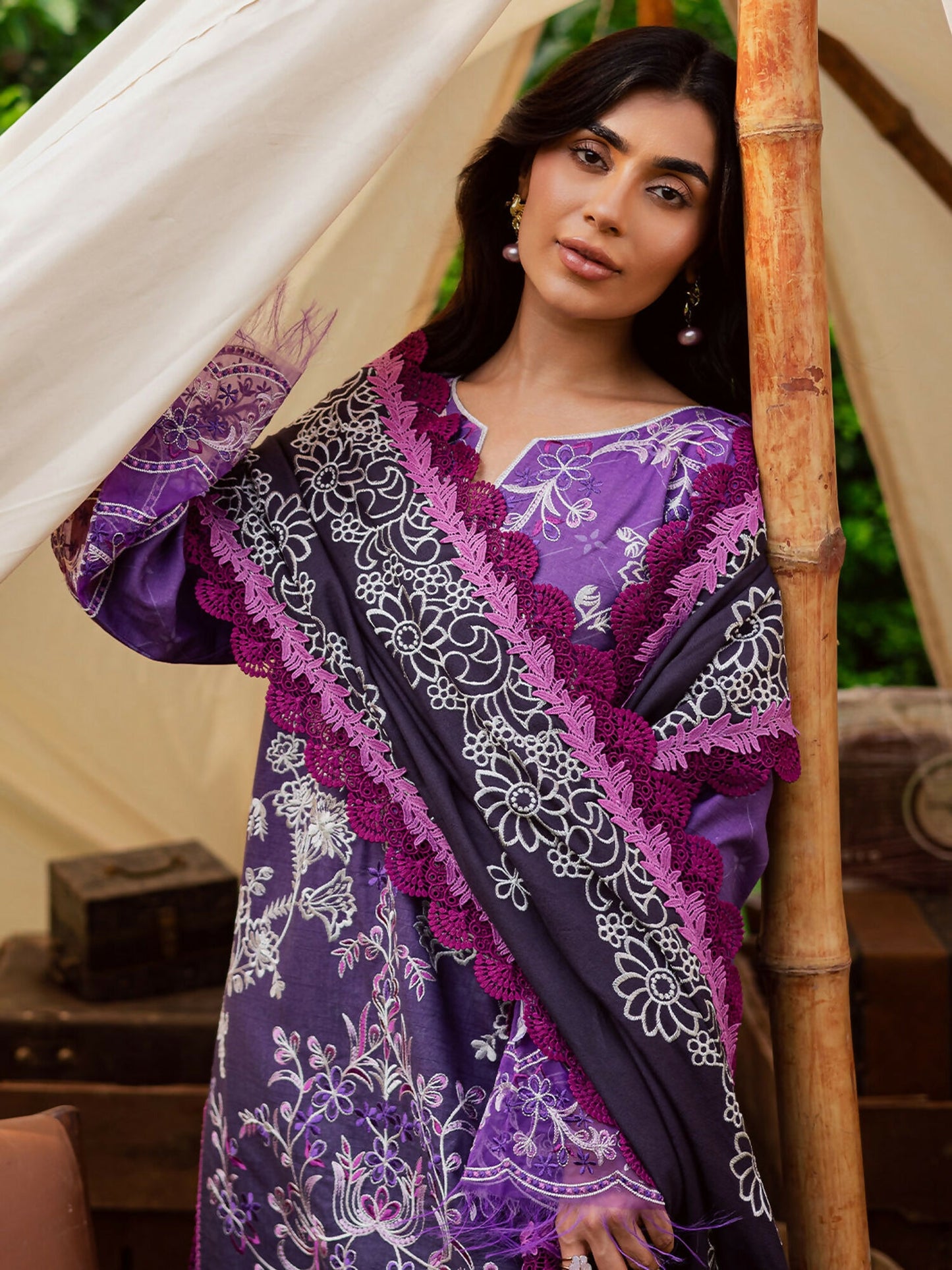 Mahnur Gardenia Khaddar Embroidered Stitched 3-Piece Suit-GR-01