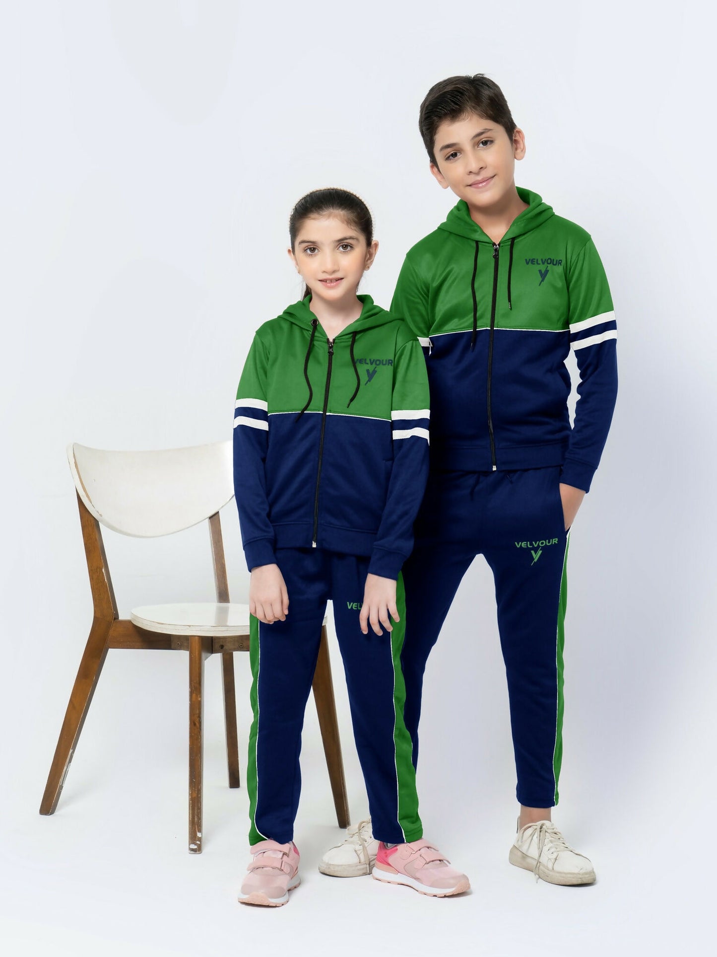 Blue and Green Velvour Winter Tracksuit-#VWT08-E