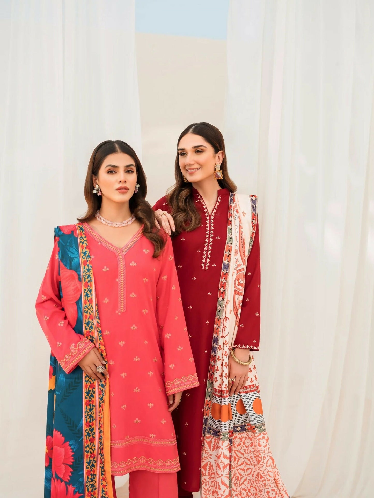 Panache Apparel Winter Basics Linen Embroidered Stitched 2-Piece Suit-Divine