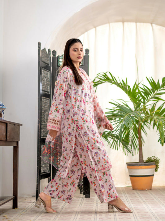 MAK Fashion Lawn Embroidered Stitched 3-Piece Suit-Rose Blend