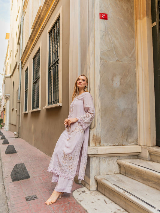 Farooq Hameed Studio EiD Collection'26 Pure Silk Embroidered Stitched 3-Piece Suit-Alia