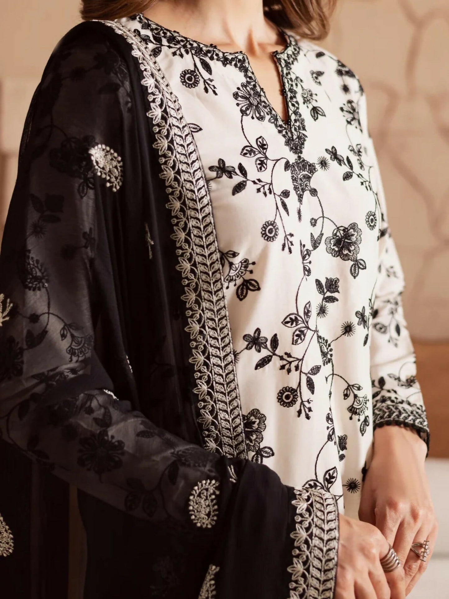 Stylish Collection Enchant Pret Lawn Cotton Embroidered 3-Piece Suit-Gulnar White