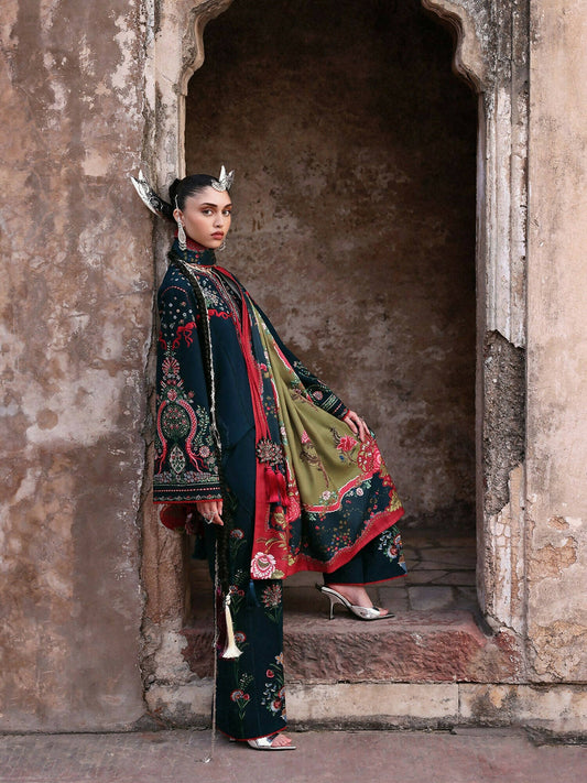 Jugnu By Hussain Rehar Khaddar'25 Embroidered Unstitched 3-Piece Suit-Rati
