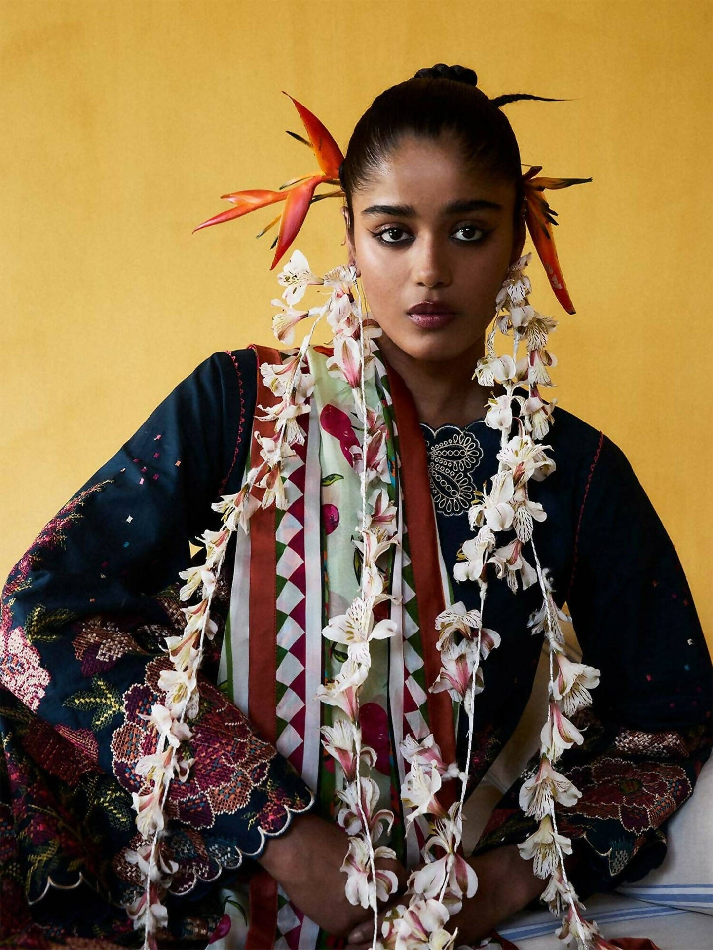 Jugnu by Hussain Rehar SS'25 Eid Pret Cotton Embroidered 3-Piece Suit-Silva