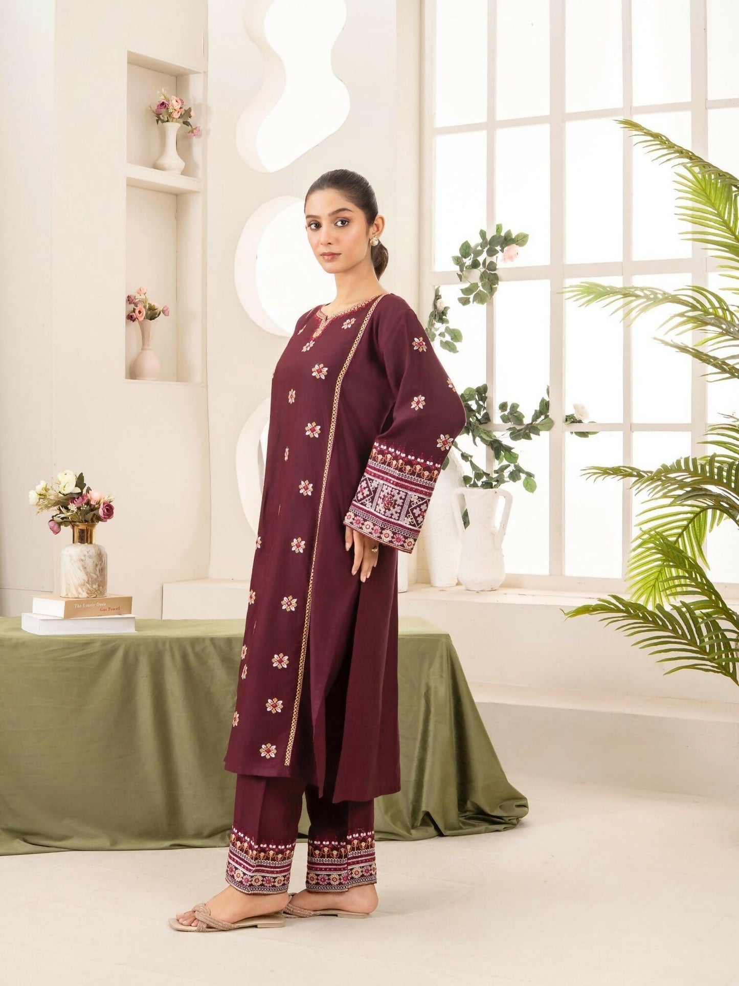 Stylish Collection Aaraish Linen Embroidered Stitched 2-Piece Suit-Nazakat