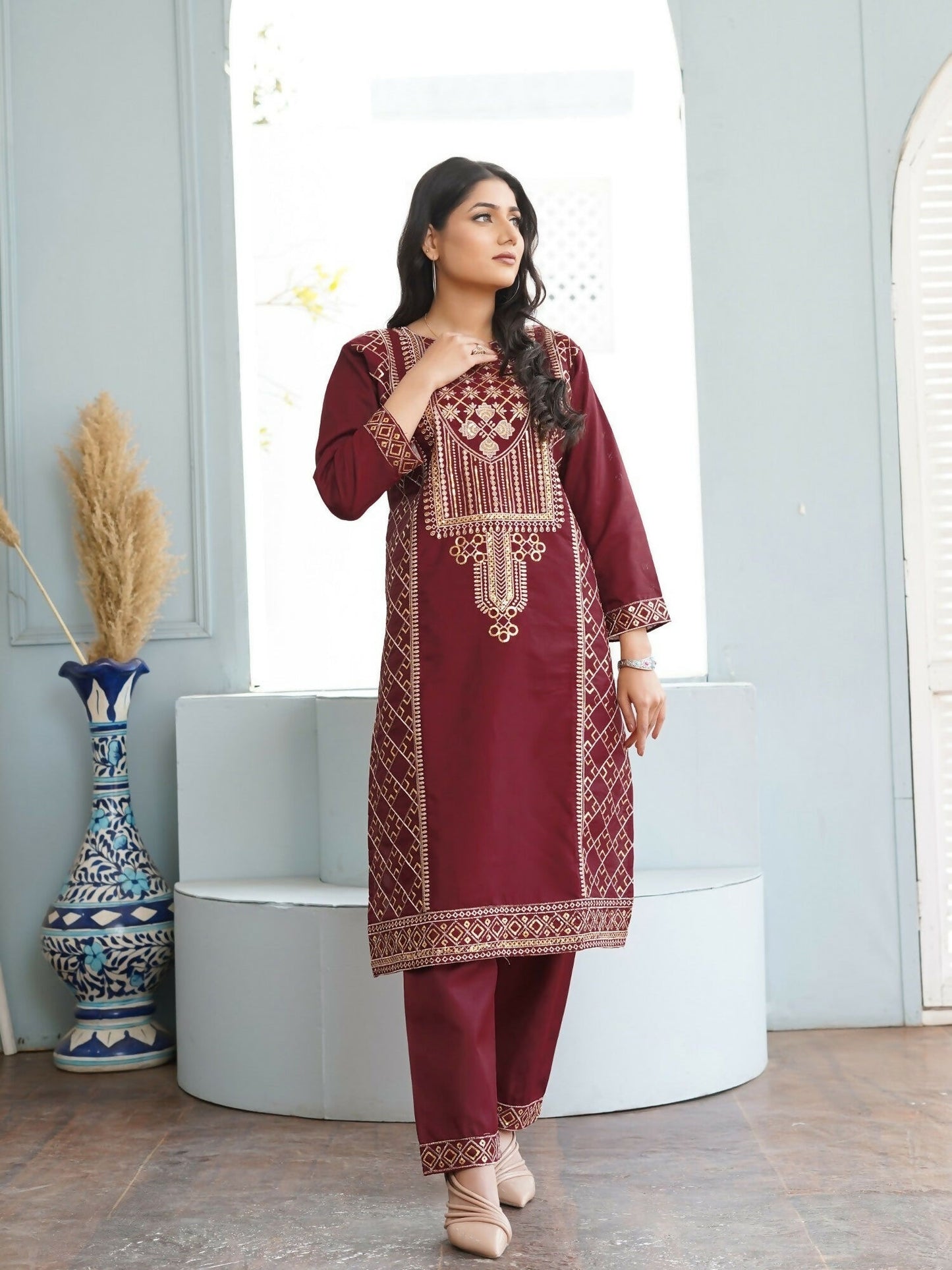 Stylish Collection Aaraish Cotton Embroidered Stitched 2-Piece Suit-Swera