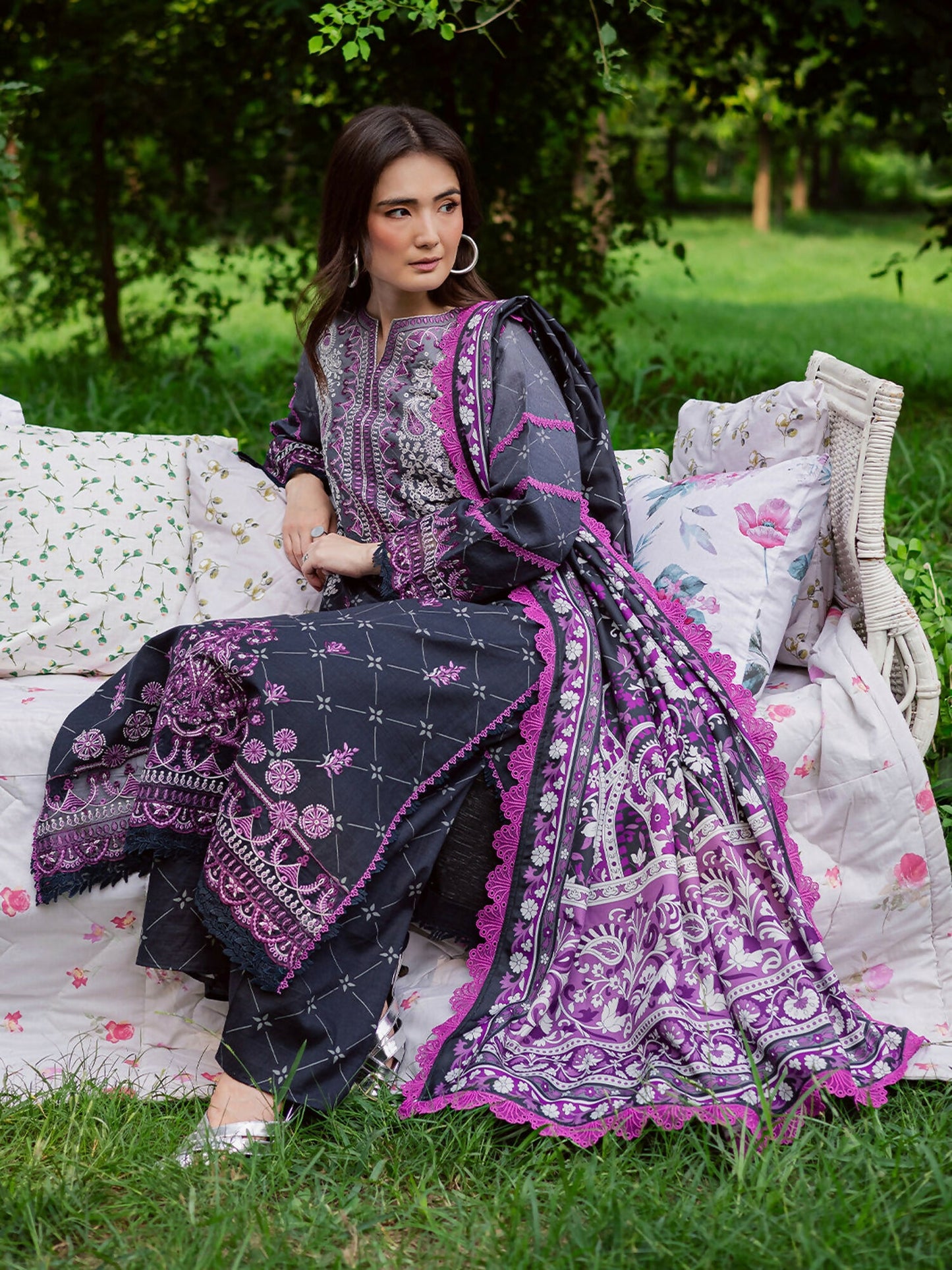 Mahnur Gardenia Khaddar Embroidered Unstitched 3-Piece Suit-GR-02