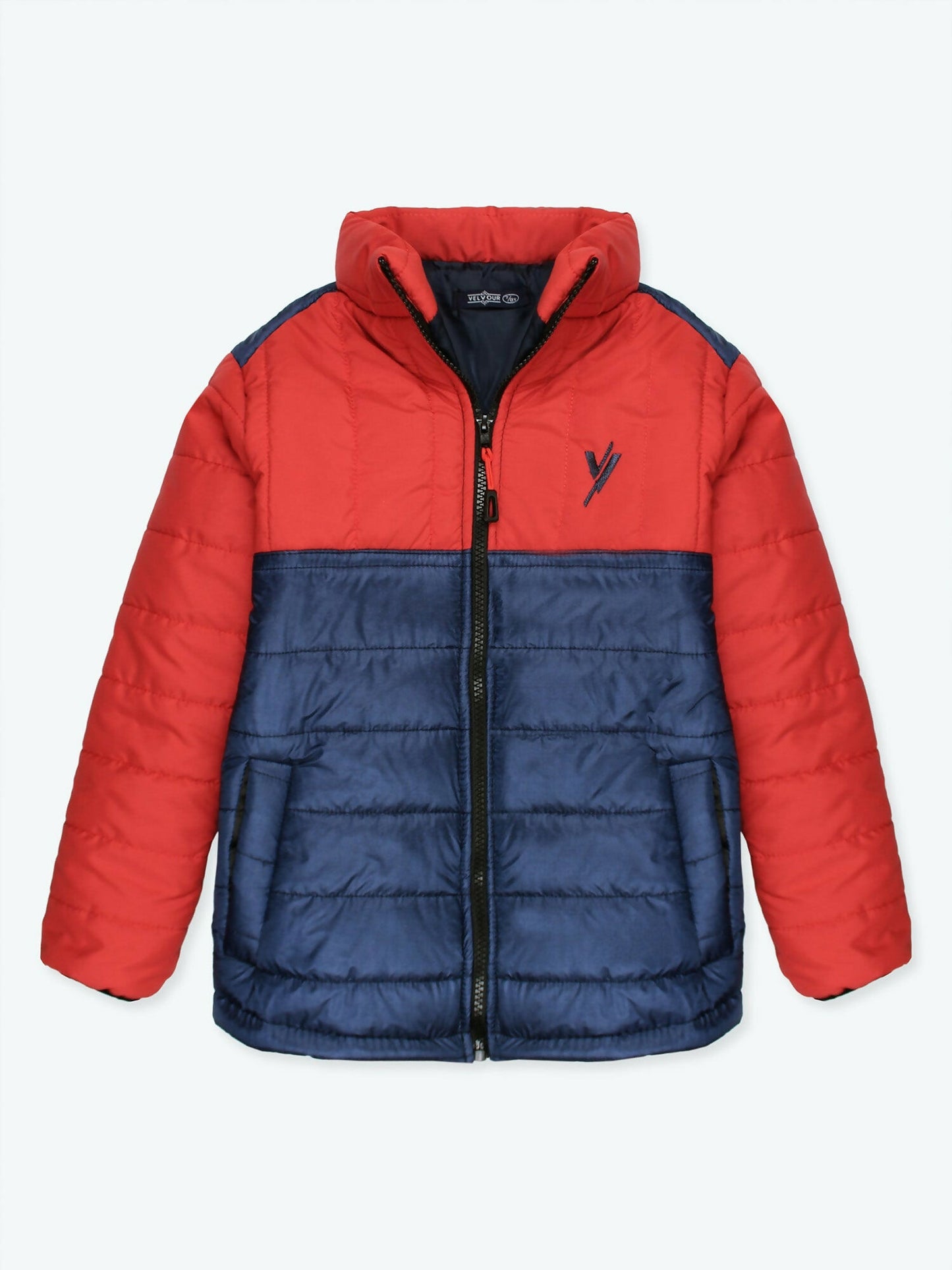 Red and Blue Velvour Puffer Jacket-VJ17