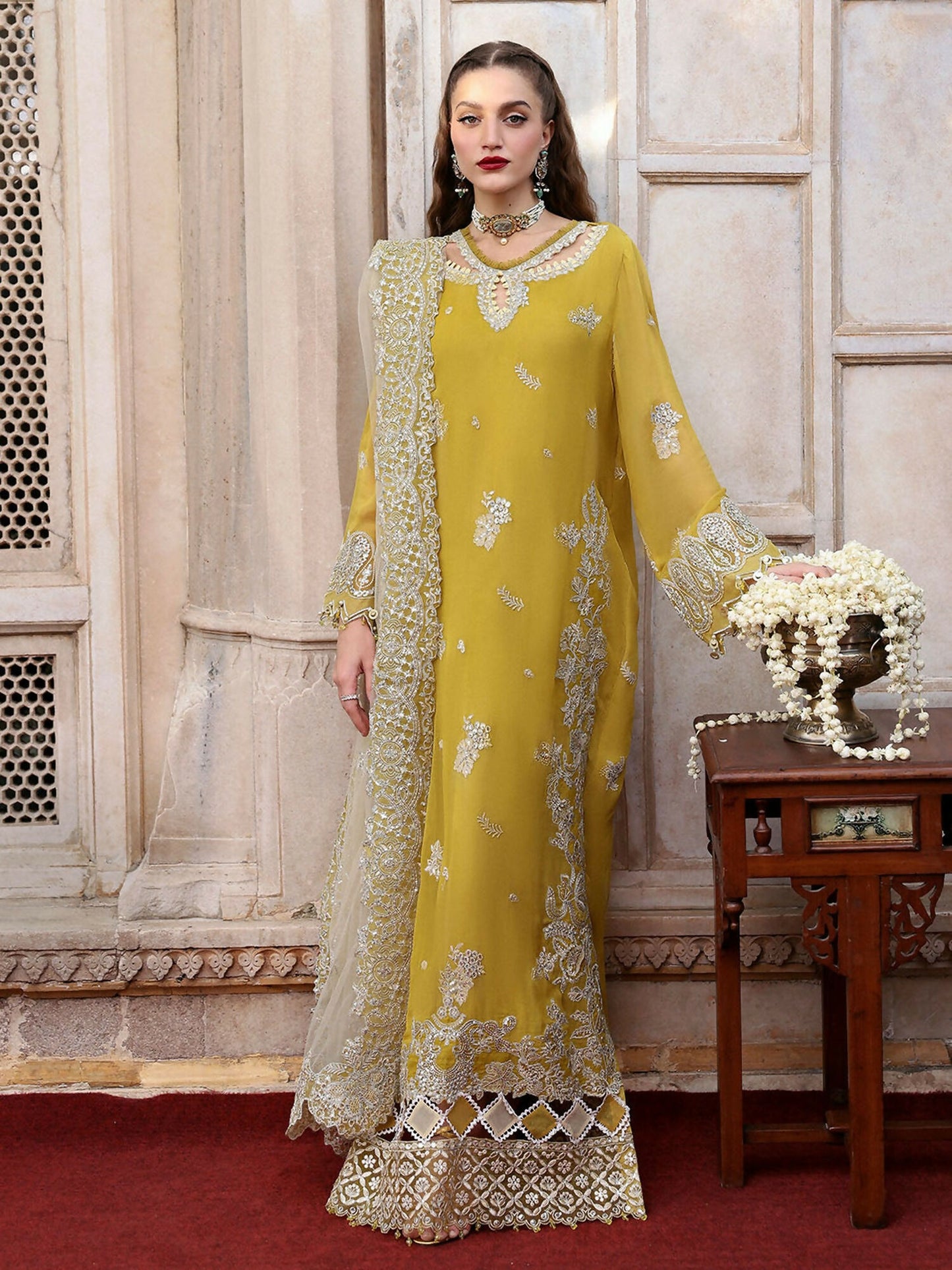 Yellow Parishay Jahanara Luxury (Formals) Chiffon Embroidered Unstitched 3-Peice Suit-JRA - 03