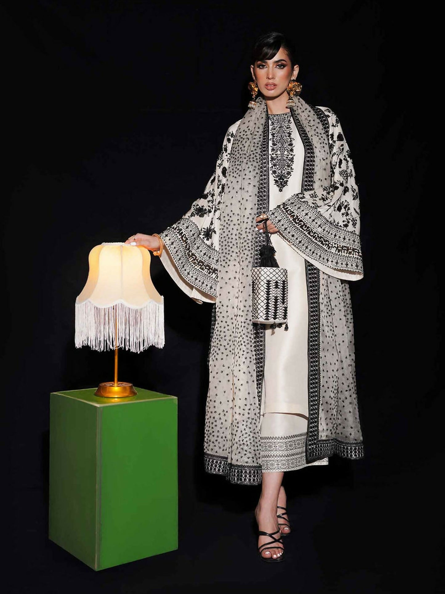 Ivory Hussain Rehar BASIC NOT BASIC IV Raw Silk Embroidered Stitched 3-Peice Suit-lily