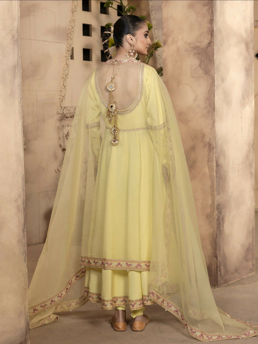 Hemstitch Raw Silk Embellished Stitched Pishwas-Sehar