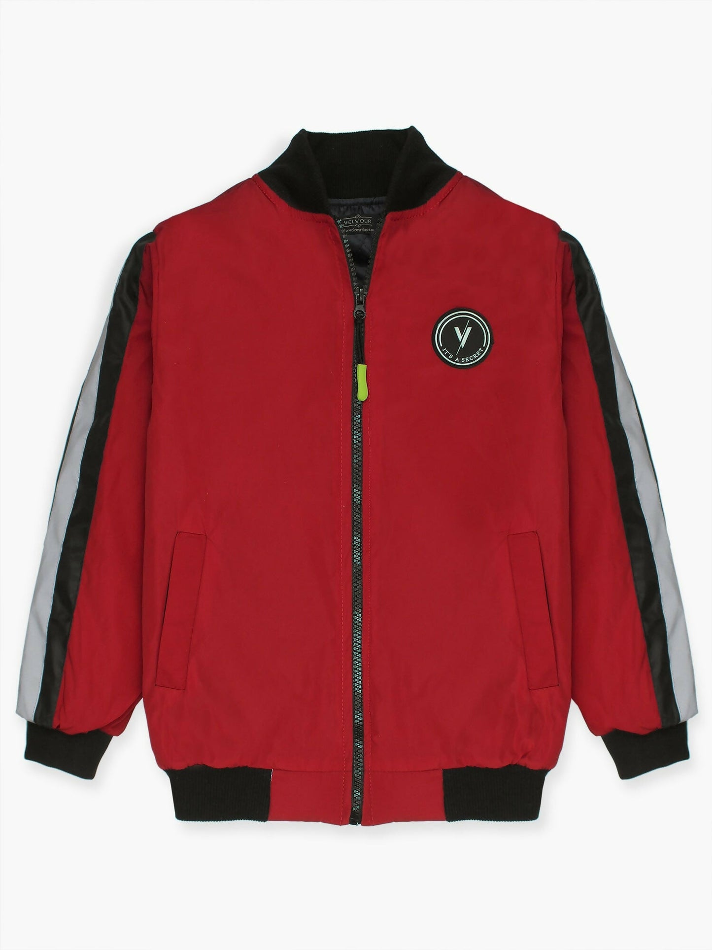 Red Velvour Puffer Jacket-VJ46-D