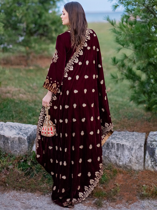 Panache Apparel Velvet Edit Micro Velvet 9000 Embroidered Stitched Suit-Elegance