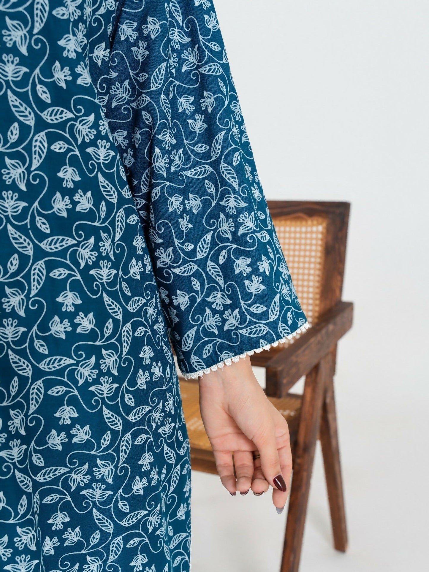 Stylish Collection Enchant Pret Linen Printed Co-Ord Set-Leaf Teal